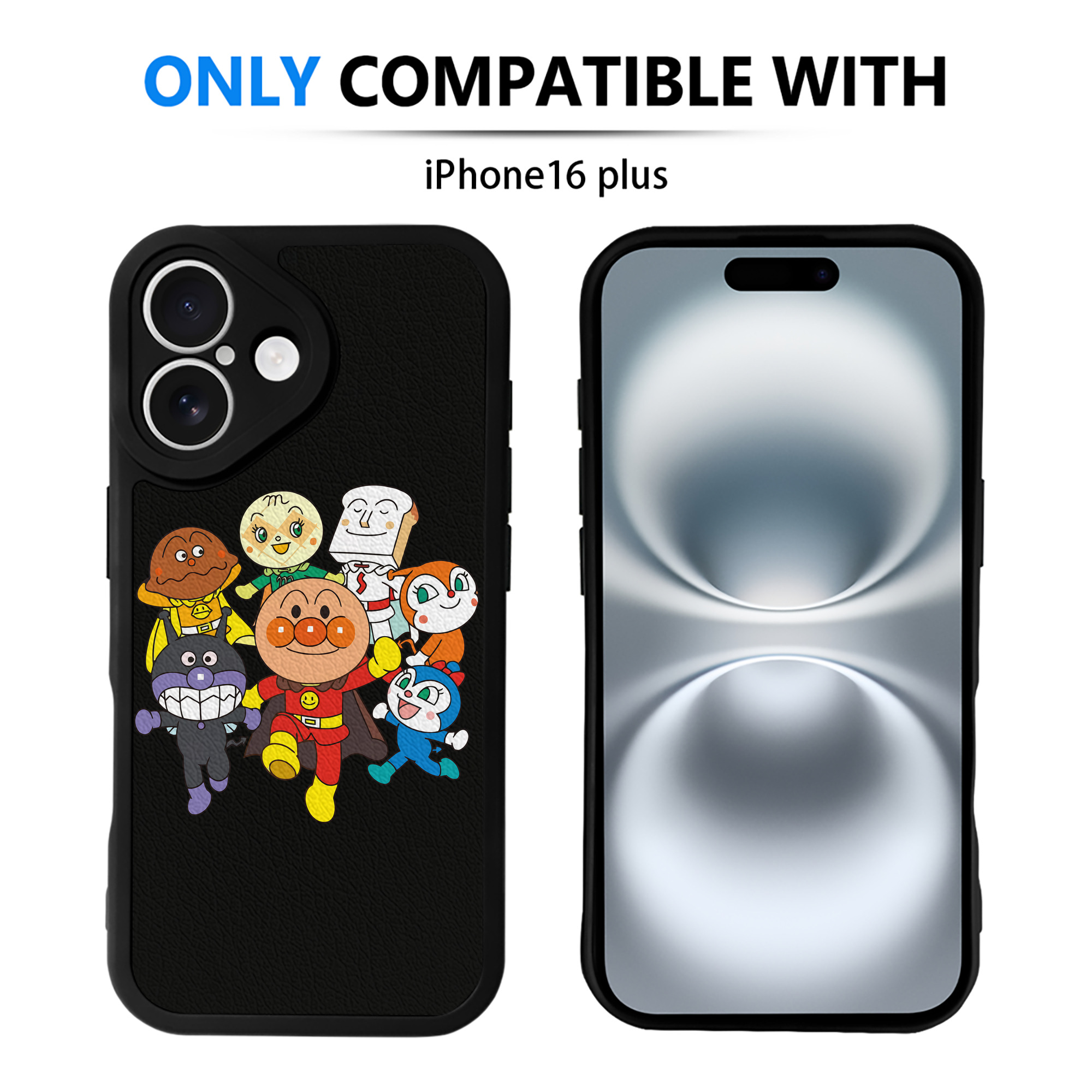 （画像用） アンパンマン Anpanman 【iPhone 16シリーズ対応】シリコンスマホケース（レザー調） 材質：シリコン